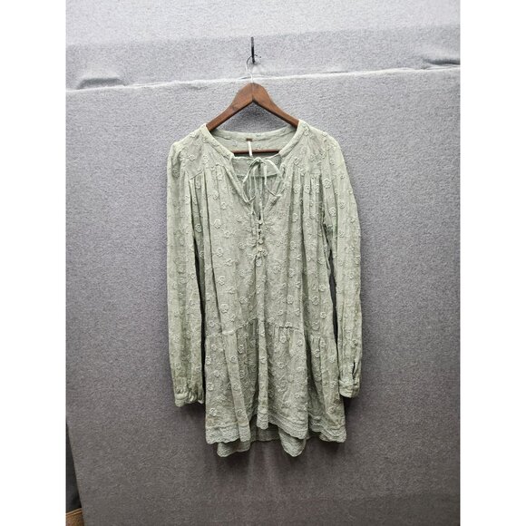 Free People Green Embroidered Long-Sleeve Tunic Dress - Picture 1 of 4